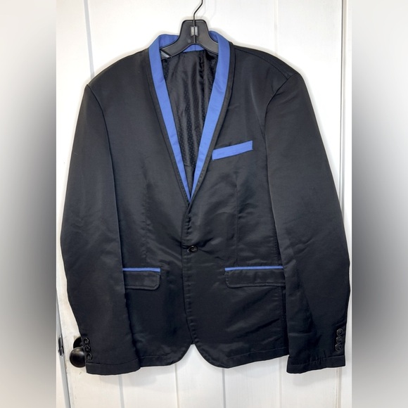 Barabas Jacket Men’s Suit Coat Blazer Size XL Black w Blue - Picture 1 of 13